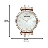 Emporio Armani Gianni T-Bar Mother of Pearl Dial Black Leather Strap Watch For Women - AR11295 Buy Now By Emporio Armani