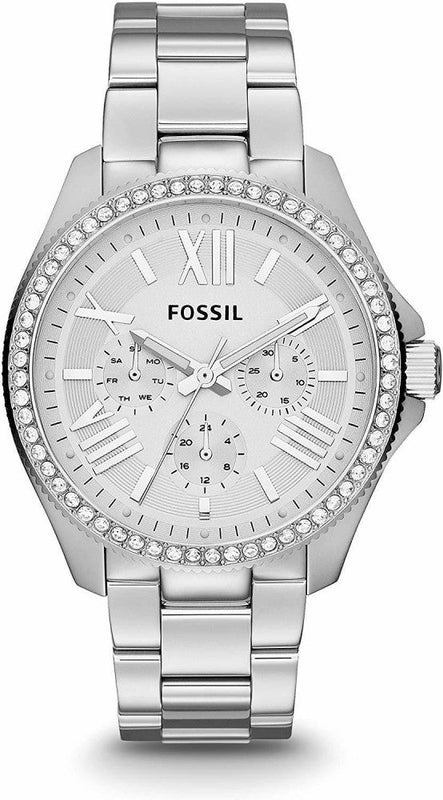 Fossil Cecile Chronograph Silver Dial Silver Steel Strap Watch for Women - AM4481 Buy Now By Fossil