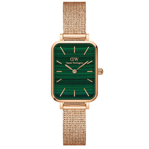 Daniel Wellington Quadro Melrose Green Dial Rose Gold Mesh Strap Watch For Women - DW00100437 Buy Now By Daniel Wellington