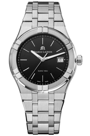 Maurice Lacroix Aikon Date Quartz Black Dial Silver Steel Strap Watch for Men - AI1108-SS002-330-1 Buy Now By Maurice Lacroix