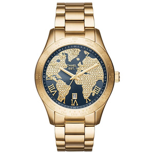 Michael Kors Layton Pave Blue Dial Gold Steel Strap Watch for Women - MK6243 Buy Now By Michael Kors