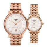 Tissot T Classic Carson Premium Automatic White Dial Rose Gold Steel Strap Watch for Men - T122.407.33.031.00 Buy Now By Tissot