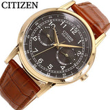 Citizen Eco Drive Multi Function Day & Date Black Dial Brown Leather Strap Watch For Men - AO9003-08E Buy Now By Citizen