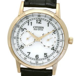Citizen Watch Eco Drive Day & Date White Dial Black Leather Strap Watch For Men - AO9003-16A Buy Now By Citizen