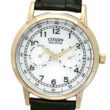 Citizen Watch Eco Drive Day & Date White Dial Black Leather Strap Watch For Men - AO9003-16A Buy Now By Citizen