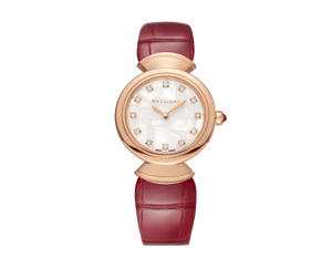 Bvlgari Divas Dream Diamonds Mother of Pearl Dial Red Leather Strap Watch for Women - DREAM102840 Buy Now By Bvlgari