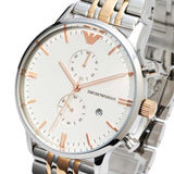 Emporio Armani Chronograph White Dial Two Tone Steel Strap Watch For Men - AR0399 Buy Now By Emporio Armani