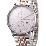 Emporio Armani Chronograph White Dial Two Tone Steel Strap Watch For Men - AR0399 Buy Now By Emporio Armani