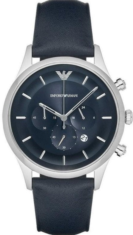 Emporio Armani Lambda Chronograph Blue Dial Blue Leather Strap Watch For Men - AR11018 Buy Now By Emporio Armani