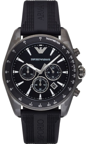 Emporio Armani Giovanni Chronograph Black Dial Black Rubber Strap Watch For Men - AR11028 Buy Now By Emporio Armani