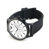 Emporio Armani Chronograph Quartz Silver Dial Black Rubber Strap Watch For Men - AR11048 Buy Now By Emporio Armani