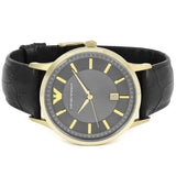 Emporio Armani Renato Quartz Grey Dial Black Leather Strap Watch For Men - AR11049 Buy Now By Emporio Armani