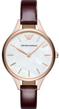 Emporio Armani Aurora Mother of Pearl White Dial Brown Leather Strap Watch For Women - AR11057 Buy Now By Emporio Armani