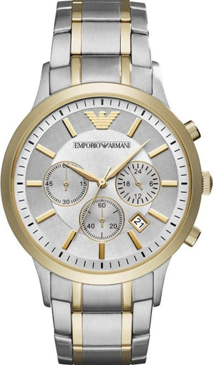 Emporio Armani Renato Chronograph Quartz Silver Dial Two Tone Steel Strap Watch For Men - AR11076 Buy Now By Emporio Armani