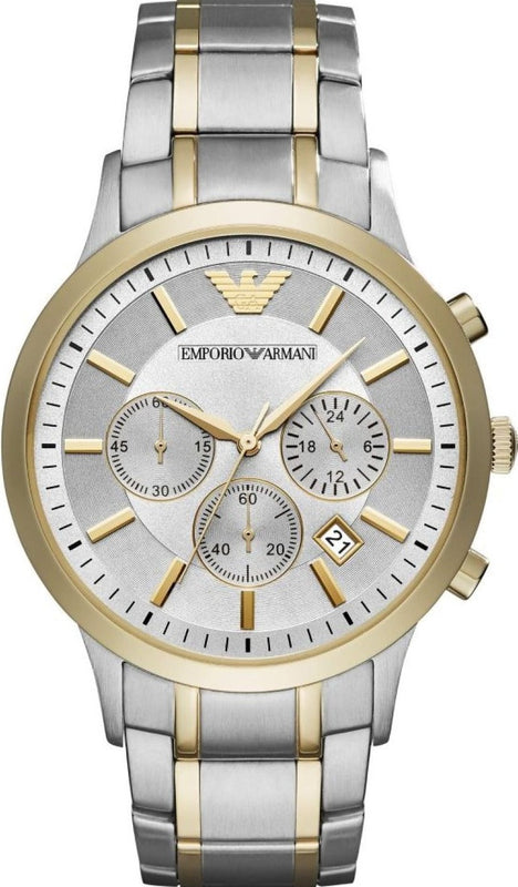 Emporio Armani Renato Chronograph Quartz Silver Dial Two Tone Steel Strap Watch For Men - AR11076 Buy Now By Emporio Armani
