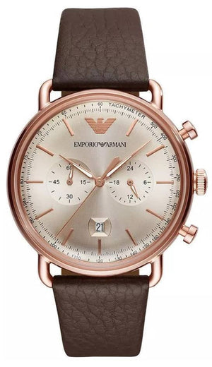 Emporio Armani Aviator Grey Dial Brown Leather Strap Watch For Men - AR11106 Buy Now By Emporio Armani