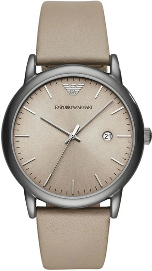 Emporio Armani Luigi Beige Dial Beige Leather Strap Watch for Men - AR11116 Authentic Buy Shop Now
