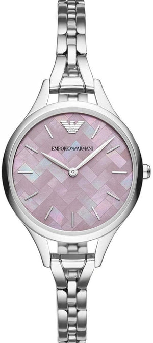Emporio Armani Aurora Mother Of Pearl Purple Dial Silver Steel Strap Watch For Women - AR11122 Buy Now By Emporio Armani