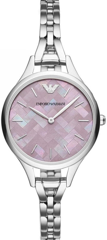 Emporio Armani Aurora Mother Of Pearl Purple Dial Silver Steel Strap Watch For Women - AR11122 Buy Now By Emporio Armani