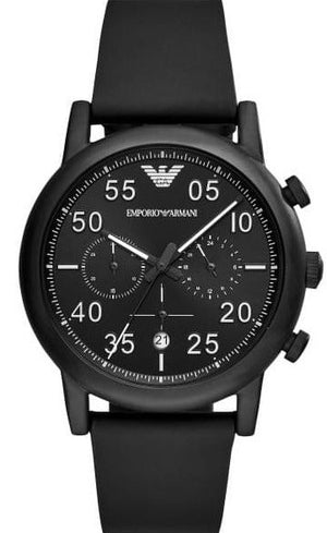 Emporio Armani Luigi Chronograph Black Dial Black Leather Strap Watch For Men - AR11133 Buy Now By Emporio Armani