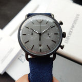 Emporio Armani Aviator Quartz Grey Dial Blue Fabric Strap Watch For Men - AR11144 Buy Now By Emporio Armani