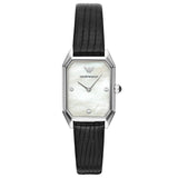 Emporio Armani Gioia Analog Mother of Pearl Dial Black Leather Strap Watch For Women - AR11148 Buy Now By Emporio Armani