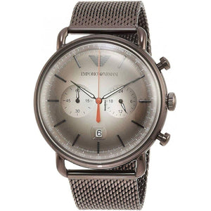 Emporio Armani Aviator Chronograph Grey Dial Brown Mesh Bracelet Watch For Men - AR11169 Buy Now By Emporio Armani