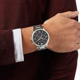 Emporio Armani Giovanni Chronograph Black Dial Silver Steel Strap Watch For Men - AR11208 Buy Now By Emporio Armani