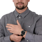 Emporio Armani Giovanni Analog Black Dial Black Leather Strap Watch For Men - AR11210 Buy Now By Emporio Armani