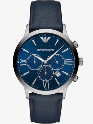 Emporio Armani Giovanni T Bar Chronograph Quartz Blue Dial Blue Leather Strap Watch For Men - AR11226 Buy Now By Emporio Armani