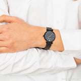 Emporio Armani Gianni T-Bar Quartz Black Mother of Pearl Dial Black Steel Strap Watch For Women - AR11268 Buy Now By Emporio Armani