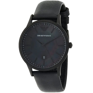 Emporio Armani Renato Black Dial Black Leather Strap Watch for Men - AR11276 Authentic Buy Shop Now