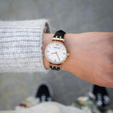 Emporio Armani Gianni T-Bar Mother of Pearl Dial Black Leather Strap Watch For Women - AR11295 Buy Now By Emporio Armani