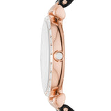 Emporio Armani Gianni T-Bar Mother of Pearl Dial Black Leather Strap Watch For Women - AR11295 Buy Now By Emporio Armani