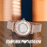 Emporio Armani Gianni T Bar Mother of Pearl Dial Rose Gold Mesh Bracelet Watch For Women - AR11320 Buy Now By Emporio Armani