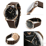 Emporio Armani Aviator Quartz Black Dial Brown Leather Strap Watch For Men - AR11337 Buy Now By Emporio Armani