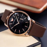 Emporio Armani Aviator Quartz Black Dial Brown Leather Strap Watch For Men - AR11337 Buy Now By Emporio Armani
