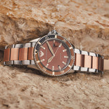Emporio Armani Diver Quartz Brown Dial Two Tone Steel Strap Watch For Men - AR11340 Buy Now By Emporio Armani
