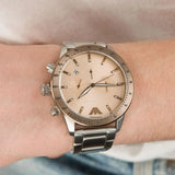 Emporio Armani Mario Chronograph Beige Dial Silver Steel Strap Watch For Men - AR11352 Buy Now By Emporio Armani