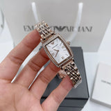 Emporio Armani Gianni T Bar Quartz Crystals White Dial Rose Gold Steel Strap Watch For Women - AR11406 Buy Now By Emporio Armani