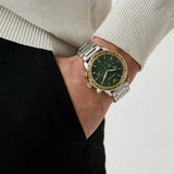 Emporio Armani Mario Chronograph Green Dial Silver Steel Strap Watch For Men - AR11454 Buy Now By Emporio Armani