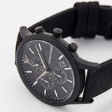 Emporio Armani Renato Chronograph Black Dial Black Nylon Strap Watch For Men - AR11457 Buy Now By Emporio Armani