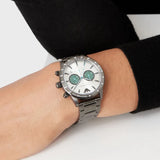 Emporio Armani Mario Chronograph White Dial Black Steel Strap Watch For Men - AR11471 Buy Now By Emporio Armani