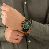 Emporio Armani Mario Chronograph Green Dial Black Steel Strap Watch For Men - AR11472 Buy Now By Emporio Armani