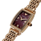 Emporio Armani Two Hand Diamonds Burgundy Dial Rose Gold Steel Strap Watch For Women - AR11488 Buy Now By Emporio Armani