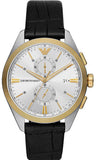 Emporio Armani Claudio Chronograph Silver Dial Black Leather Strap Watch For Men - AR11498 Buy Now By Emporio Armani