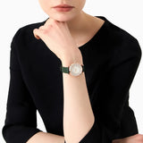 Emporio Armani Pro Planet Analog Silver Dial Green Leather Strap Watch For Women - AR11517 Buy Now By Emporio Armani