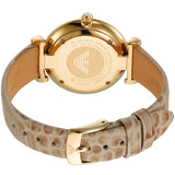 Emporio Armani Gianni T Bar Analog Silver Dial Beige Leather Strap Watch For Women - AR11127 Buy Now By Emporio Armani
