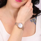 Emporio Armani Aira Three Hand Mother of Pearl Dial Rose Gold Steel Strap Watch For Women - AR11523 Buy Now By Emporio Armani