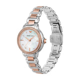 Emporio Armani Three Hand Quartz Mother of Pearl Dial Two Tone Steel Strap Watch For Women - AR11569 Buy Now By Emporio Armani